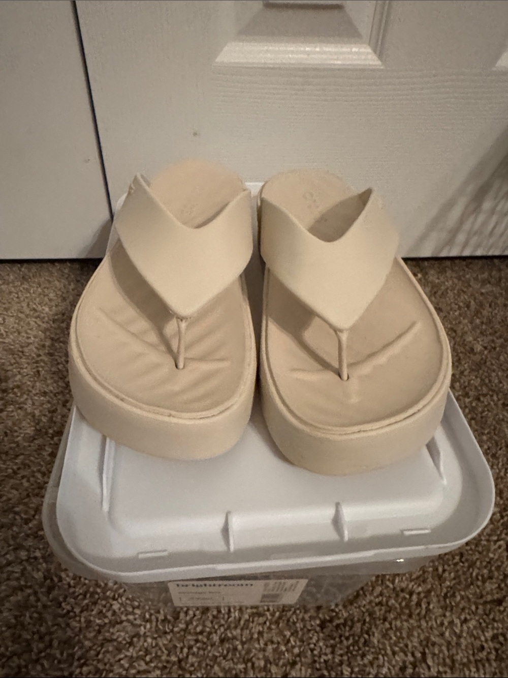 CROCS Women's Cream Platform Flip Flop Sandals